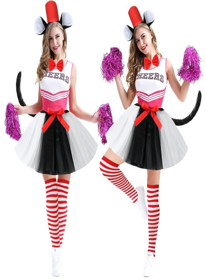 Kitimi Tulle Tutu Skirt Set for Girls Carnival Cosplay, 3 Layered Tulle Tutu Skirt, Headband, Striped High Socks and Gloves - Image 3